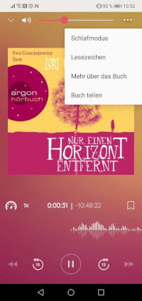 Funktionen Hörbücher Nextory App